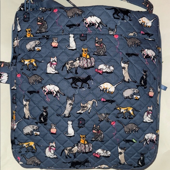 Vera Bradley Gray Cat Print Crossbody Bag VB701 - Picture 2 of 7
